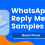 WhatsApp Auto Reply Message Samples for Businesses